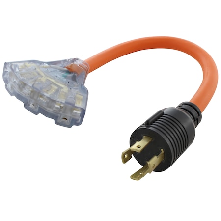 Ac Works Power Strip Cord, STW, 6-15/20R, L14-30P, 1.5 ft., Orange L1430W620-018